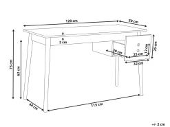 Skrivebord FENESTRA Lysebrun/hvid 120 cm 50 cm