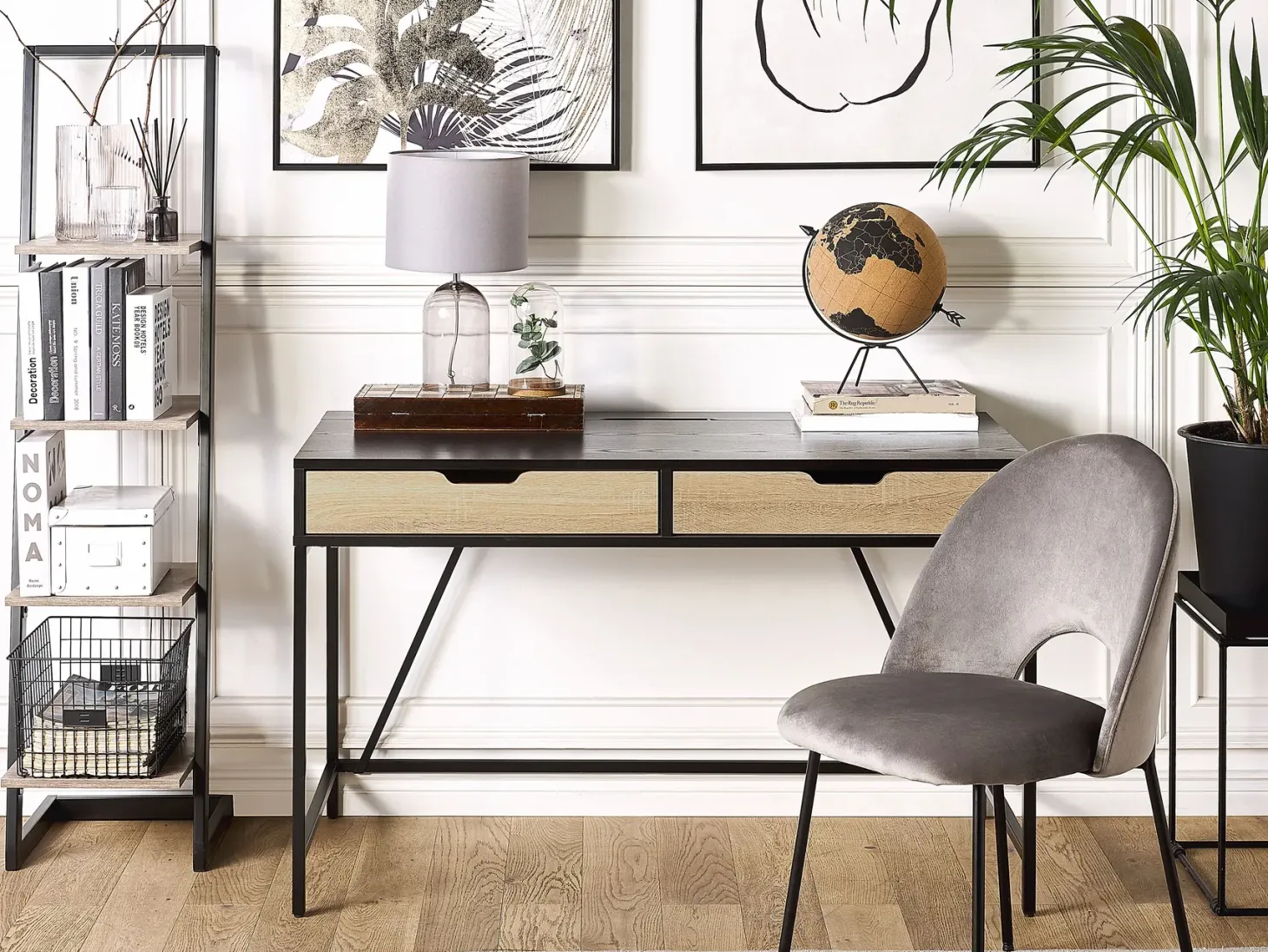 Skrivebord JENA Sort 120 cm 60 cm med skuffer