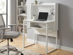 Skrivebord med perforeret tavle BUXTON Hvid 84 cm 48 cm