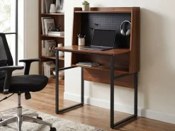 Skrivebord med perforeret tavle BUXTON Mørkebrun 84 cm 48 cm