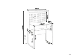 Skrivebord med perforeret tavle BUXTON Mørkebrun 84 cm 48 cm