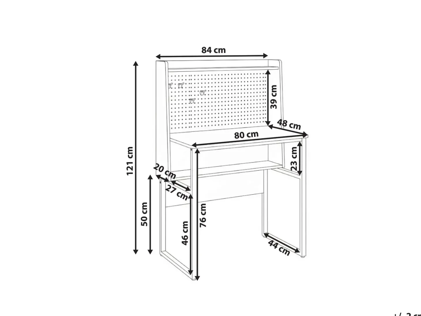Skrivebord med perforeret tavle BUXTON Mørkebrun 84 cm 48 cm