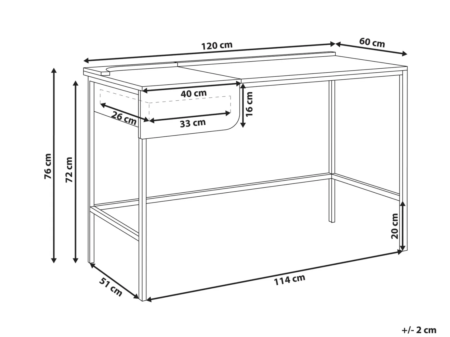Skrivebord OCATE Hvid 120 cm 60 cm
