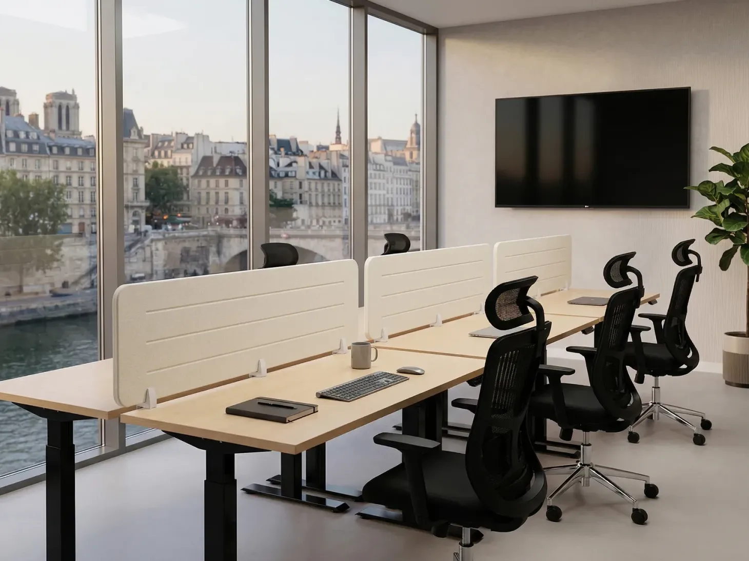 Skrivebordsdeler ZIGGY 180 x 40 cm Lys Beige