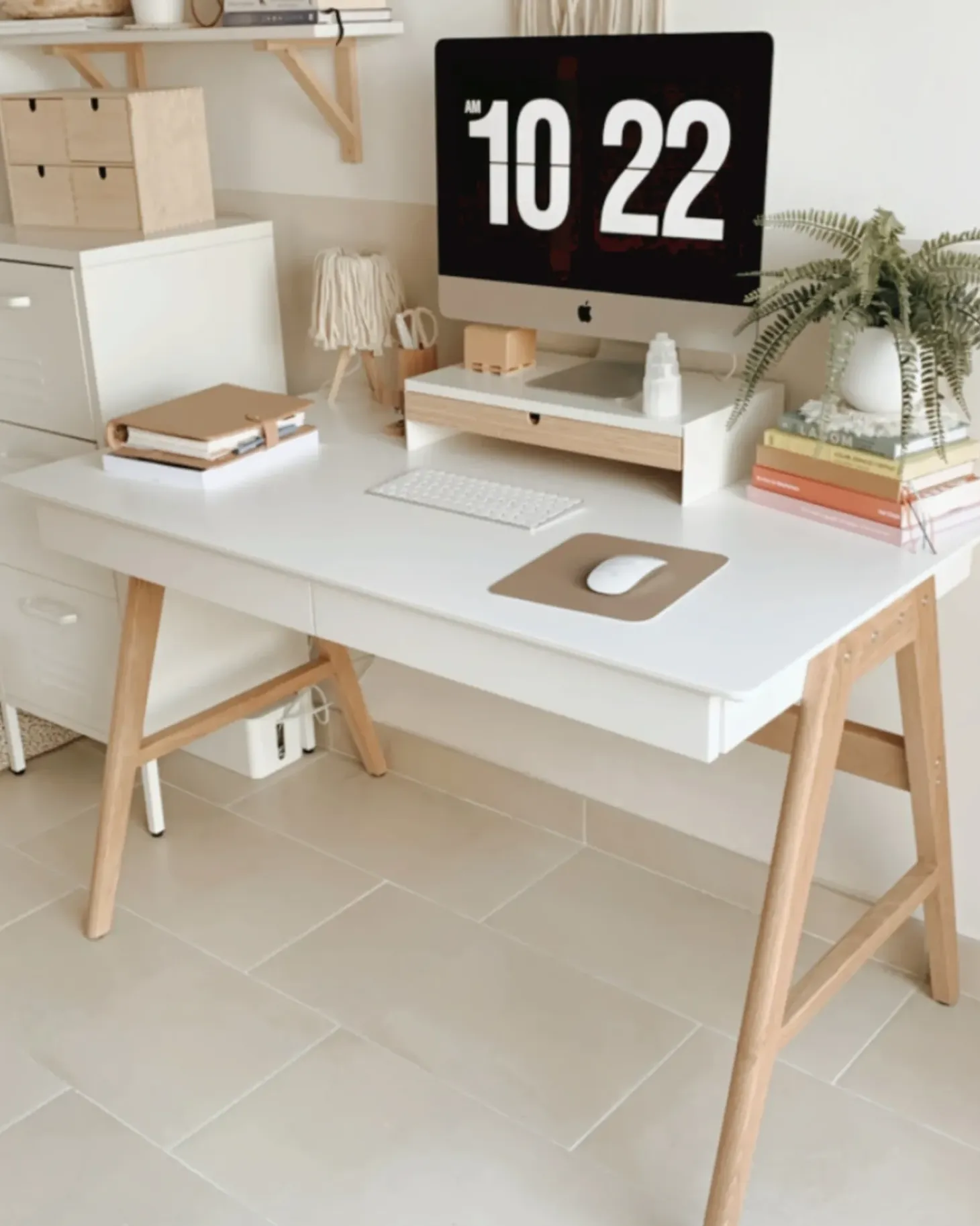 Skrivebord SHESLAY Hvid 120 cm 70 cm med skuffer