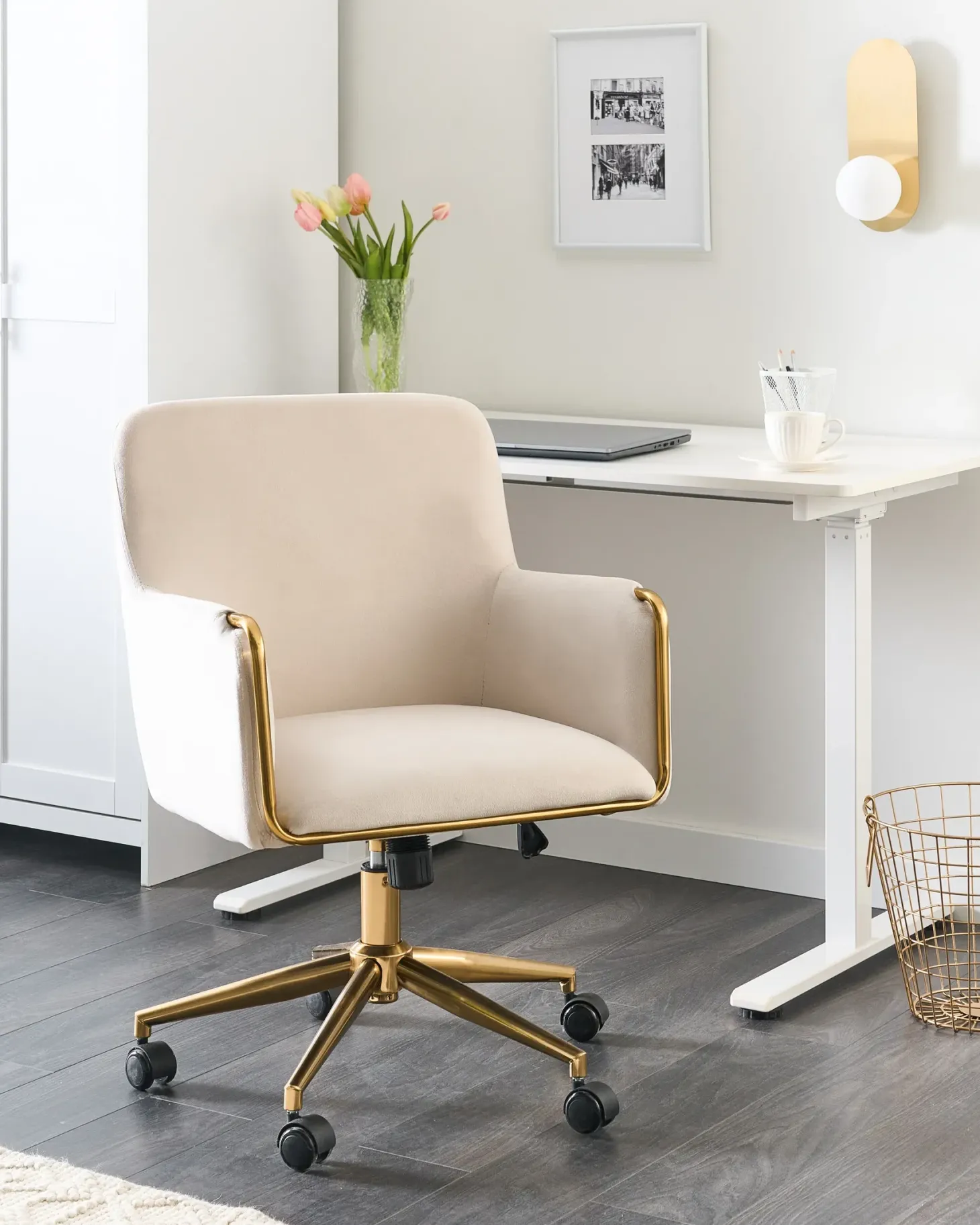 Skrivebordsstol ALTONA Velour Cremehvid