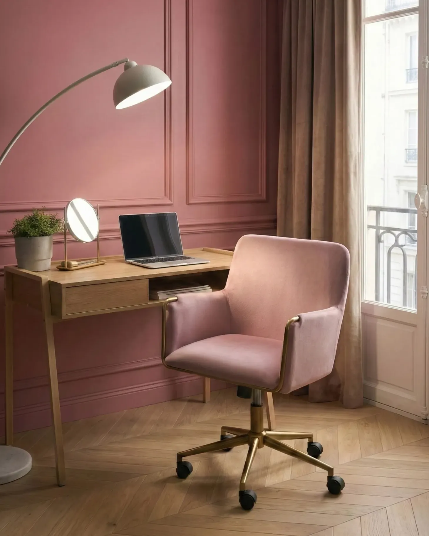 Skrivebordsstol ALTONA Velour Pastellrosa