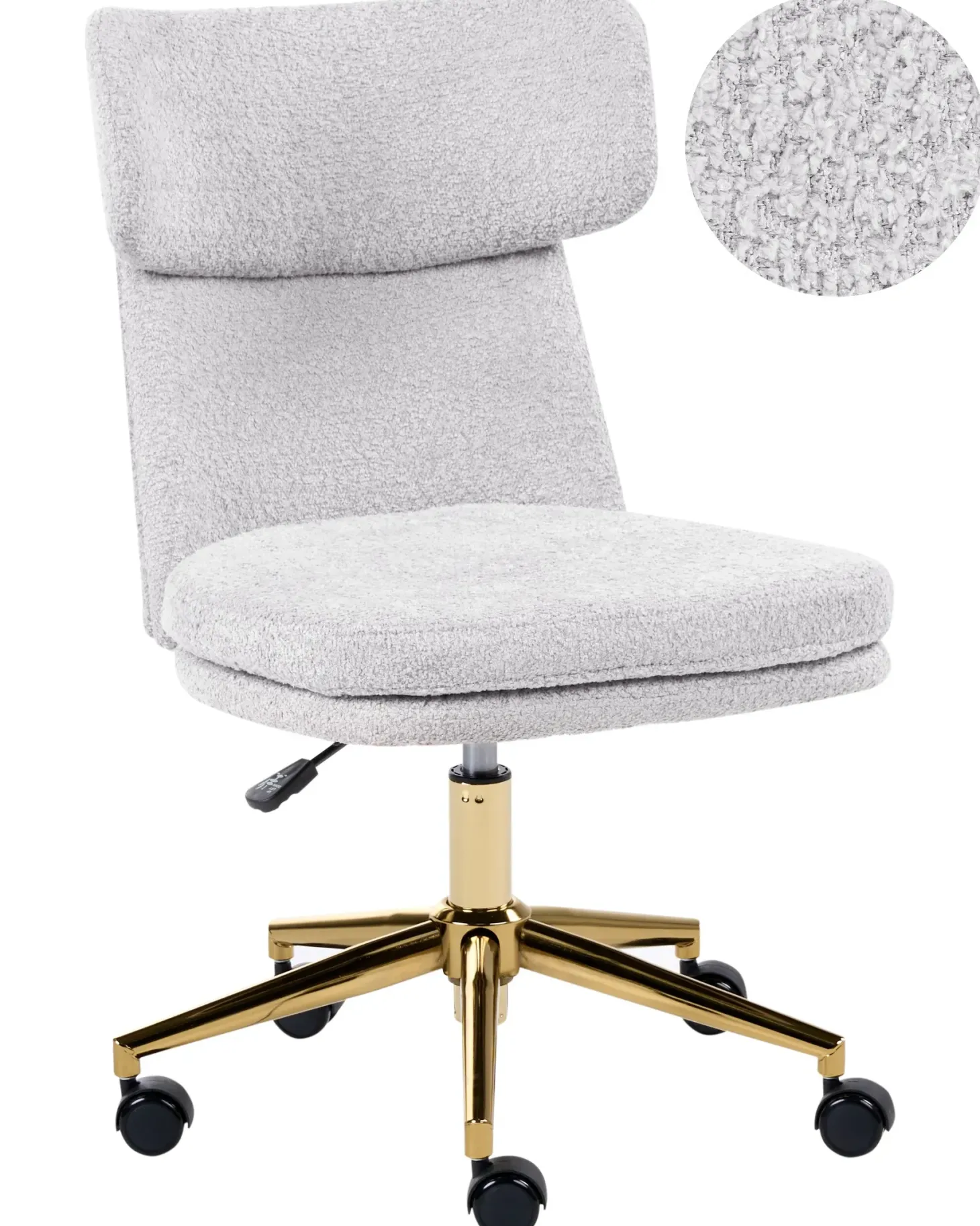 Skrivebordsstol GRANBY Boucle Lysegrå