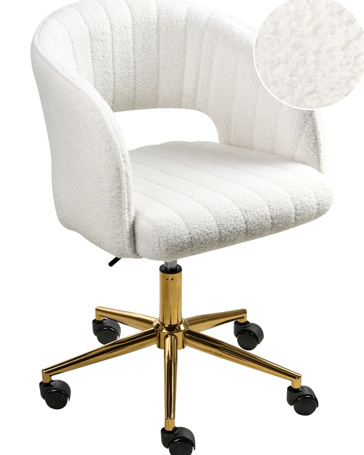 Skrivebordsstol KATONAH Boucle Cremehvid