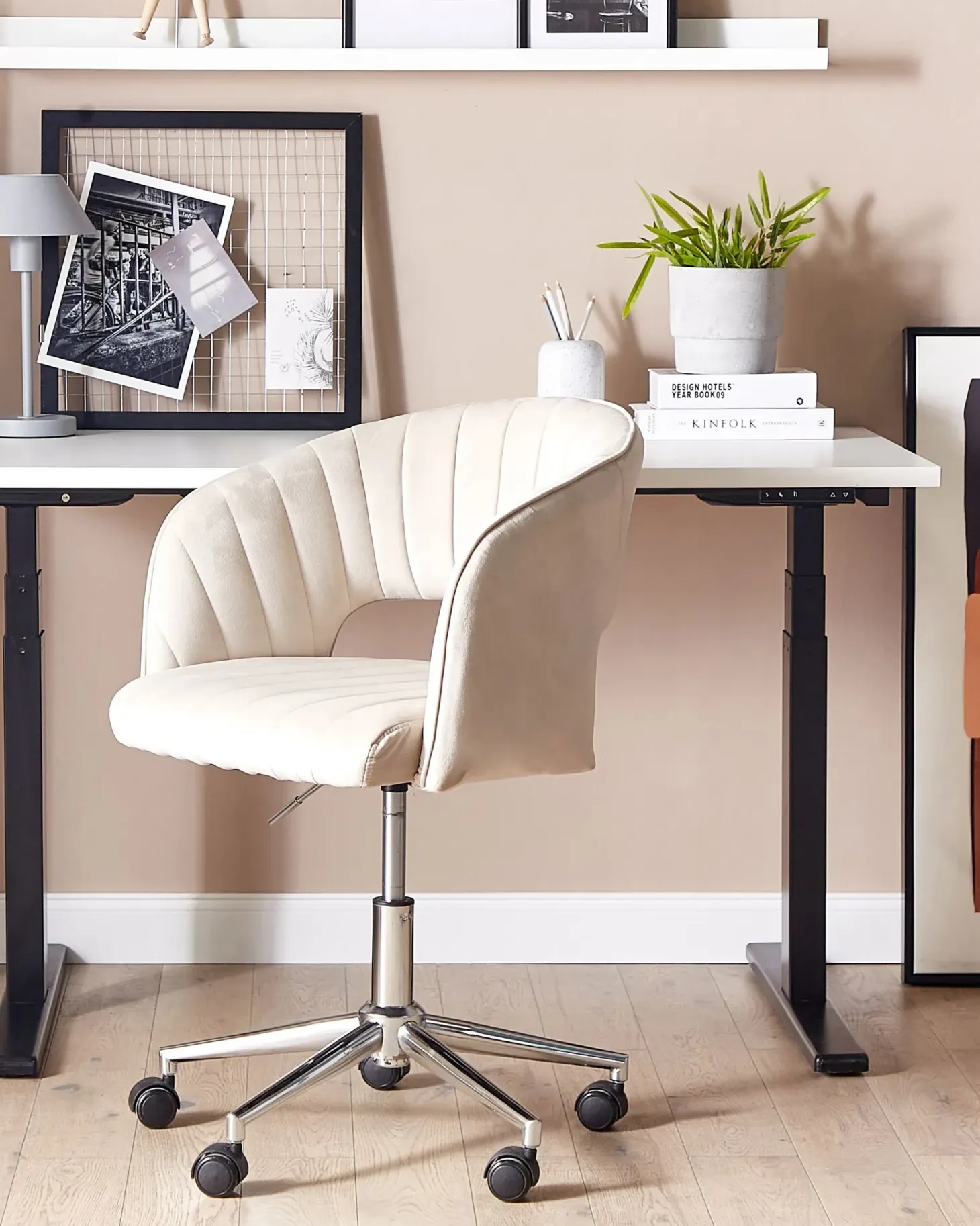 Skrivebordsstol KATONAH Velour Lys Beige
