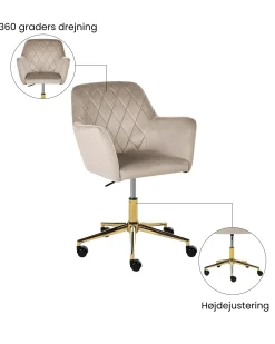 Skrivebordsstol LELORIA Velour Brungrå