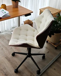 Skrivebordsstol LOMPOC Boucle Cremehvid