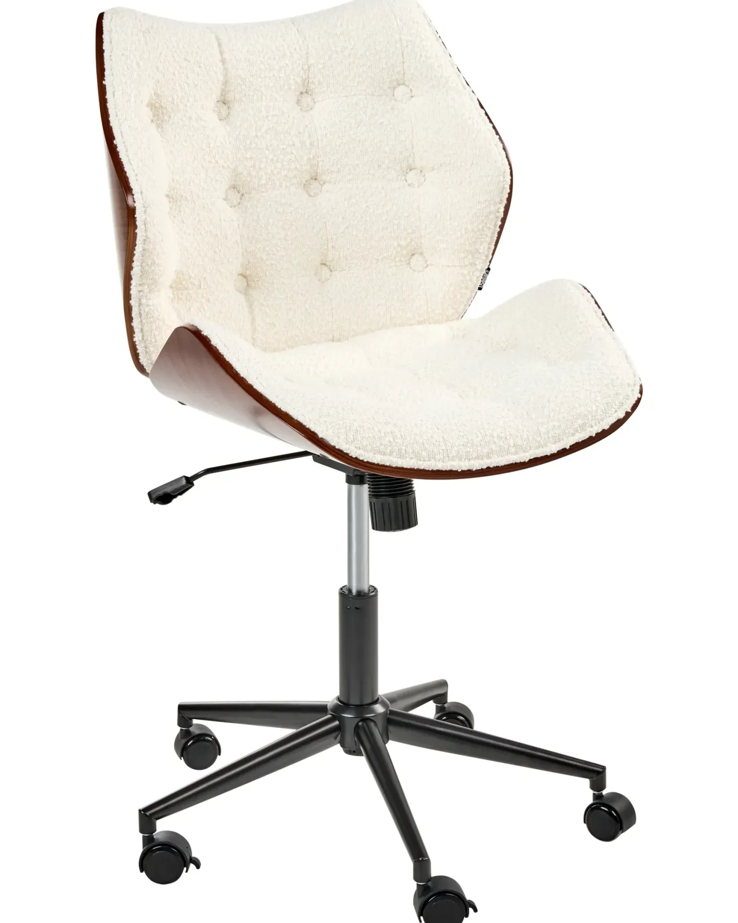 Skrivebordsstol LOMPOC Boucle Cremehvid