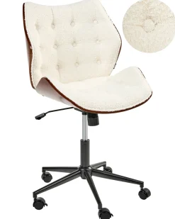 Skrivebordsstol LOMPOC Boucle Cremehvid