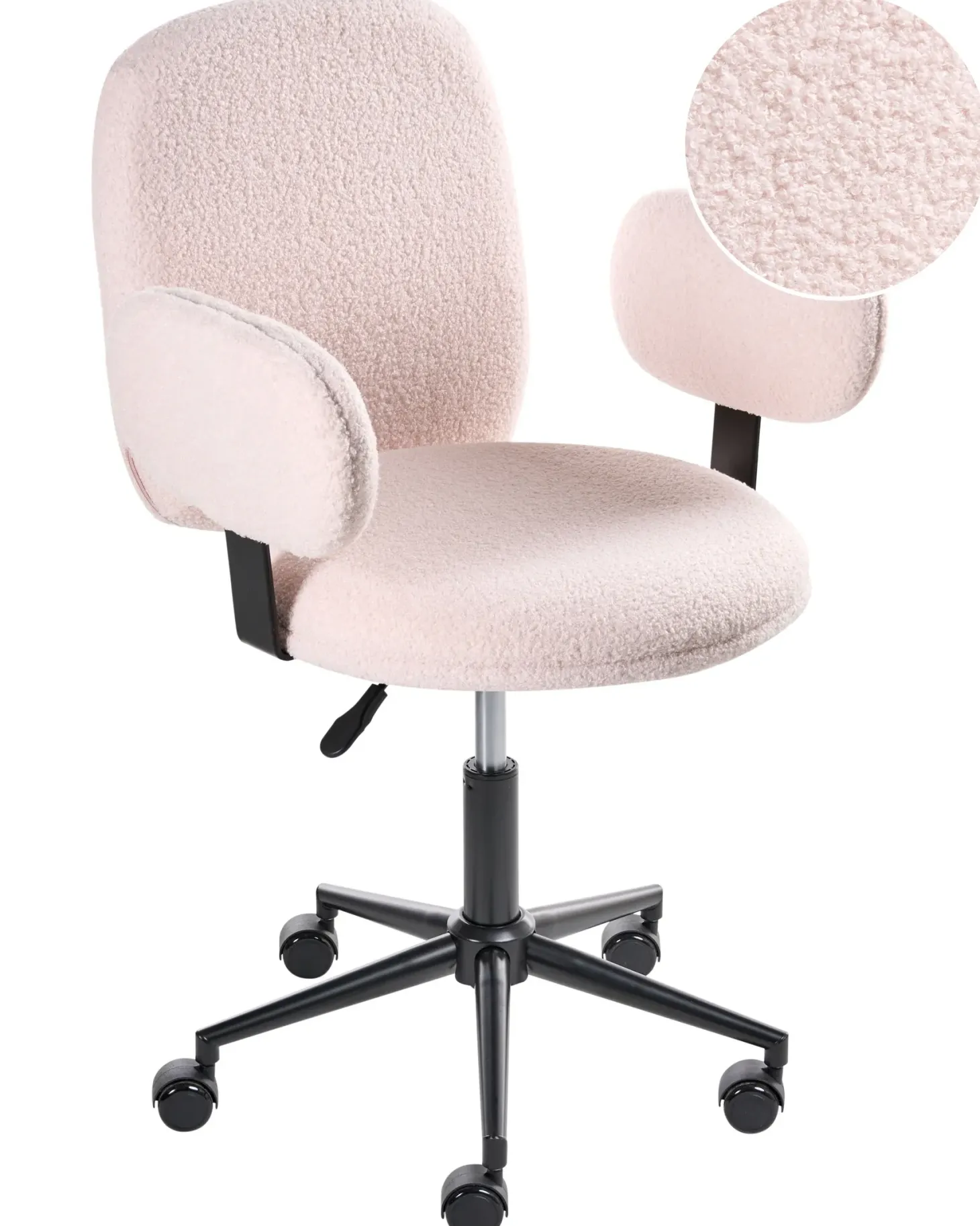 Skrivebordsstol MORAGA Boucle Pastellrosa