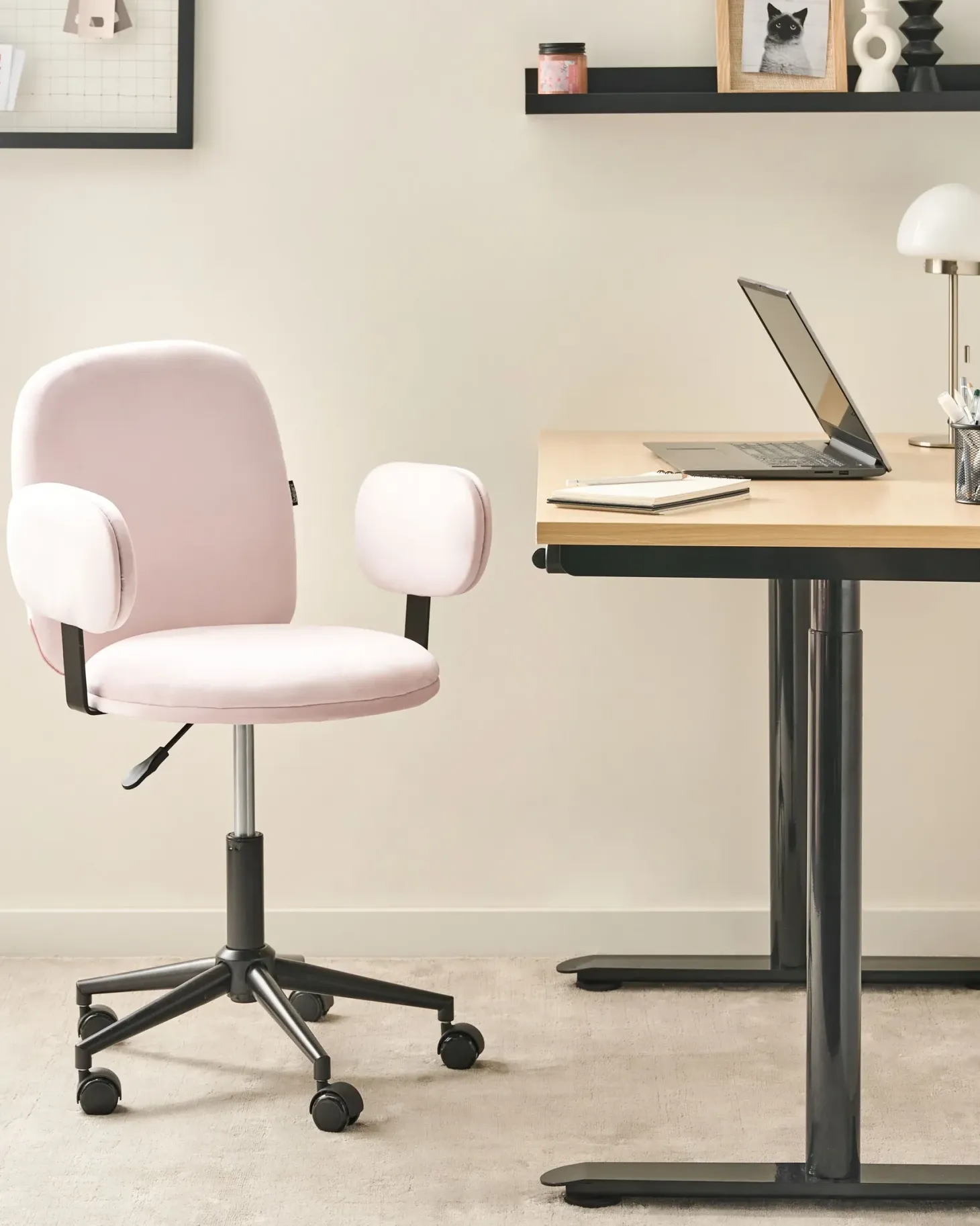 Skrivebordsstol MORAGA Velour Pastellrosa