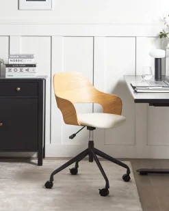 Skrivebordsstol NOVATO Kunstlinned Lys Beige