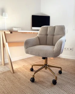 Skrivebordsstol PALMDALE Boucle Lys Beige