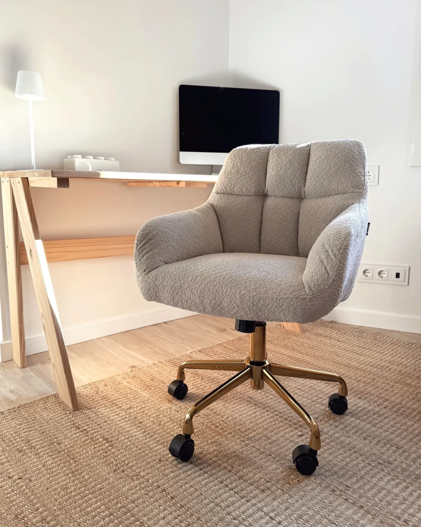 Skrivebordsstol PALMDALE Boucle Lys Beige