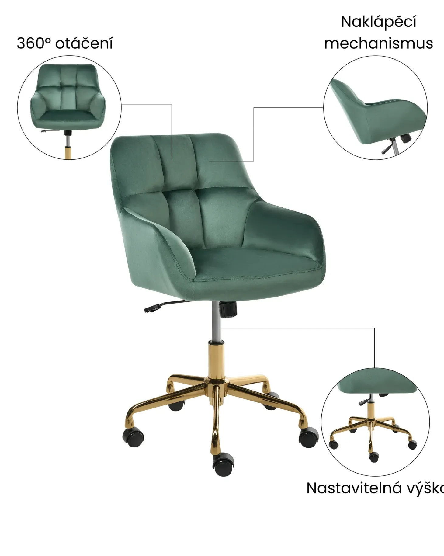 Skrivebordsstol PALMDALE Velour Mørkegrøn