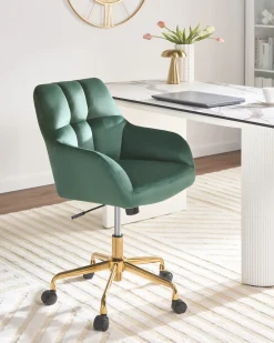 Skrivebordsstol PALMDALE Velour Mørkegrøn