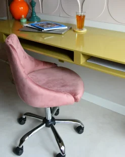 Skrivebordsstol PARRISH Velour Pastellrosa