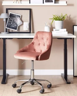 Skrivebordsstol PARRISH Velour Pastellrosa