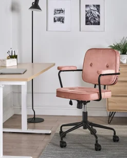 Skrivebordsstol PAWNEE Velour Lyserød