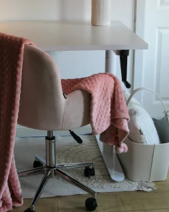 Skrivebordsstol PRIDDY Velour Lyserød