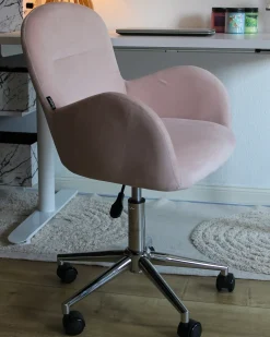 Skrivebordsstol PRIDDY Velour Lyserød