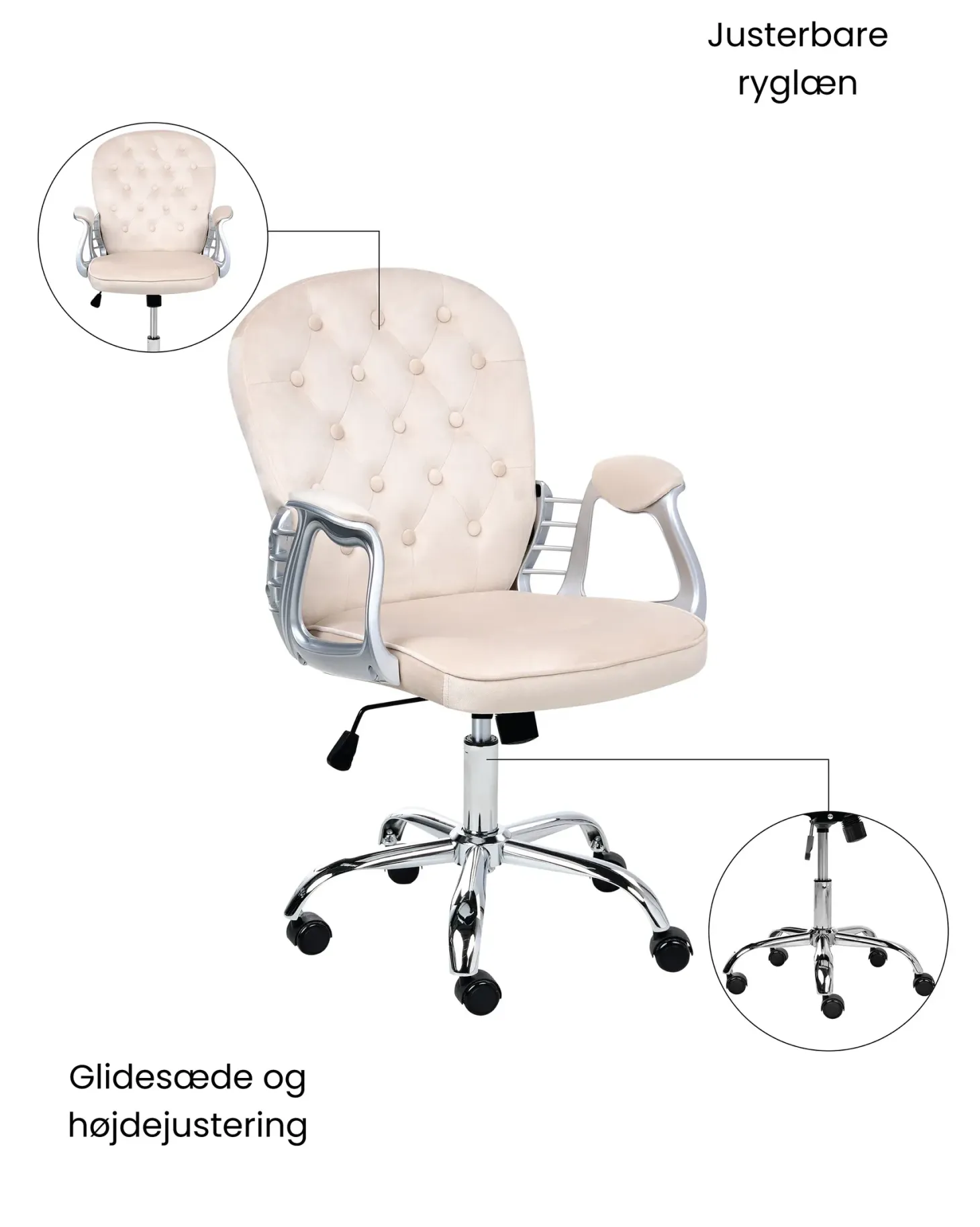 Skrivebordsstol PRINCESS Velour Beige