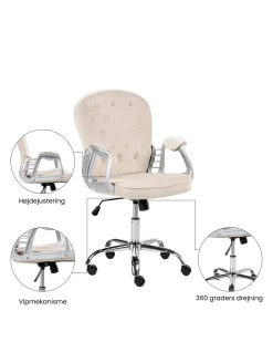 Skrivebordsstol PRINCESS Velour Brungrå
