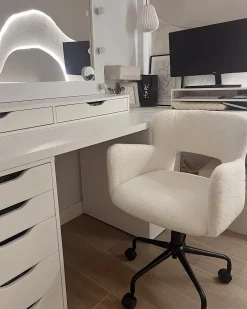 Skrivebordsstol SANILAC II Boucle Cremehvid