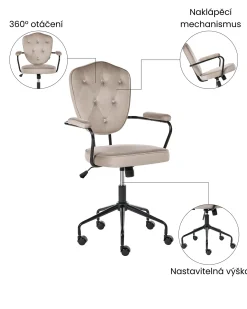 Skrivebordsstol VELISSE Velour Brungrå