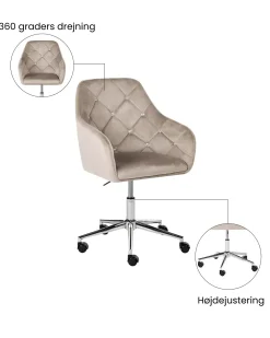 Skrivebordsstol VELORIA Velour Beige