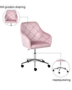 Skrivebordsstol VELORIA Velour Pastellrosa