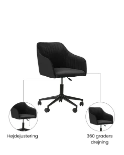 Skrivebordsstol VENICE Velour Sort