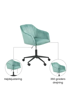 Skrivebordsstol VENICE Velour Mintgrøn