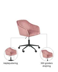 Skrivebordsstol VENICE Velour Lyserød