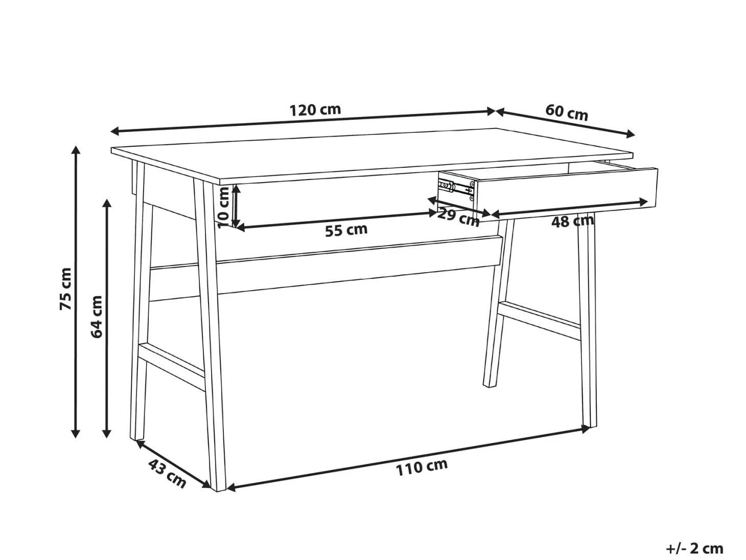 Skrivebord THESLAY Lysebrun/hvid 120 cm 60 cm