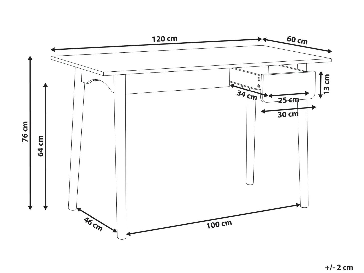 Skrivebord VITRION Lysebrun/hvid 120 cm 60 cm