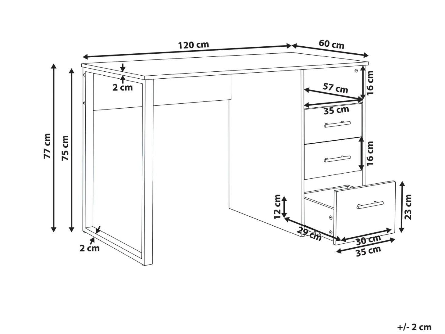 Skrivebord ZERLAY Hvid 120 cm 60 cm