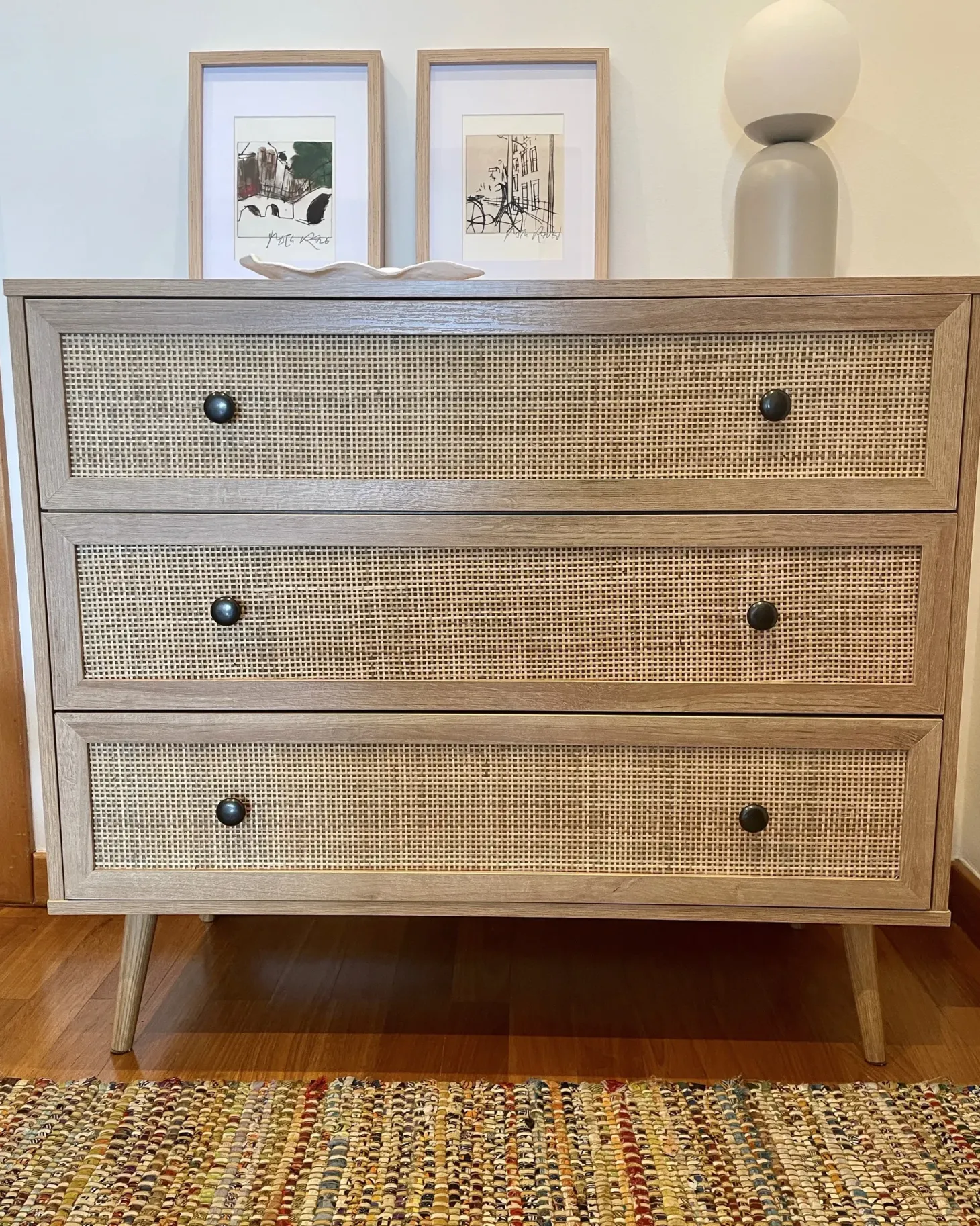 3 skuffers commode PONCA Lysebrun