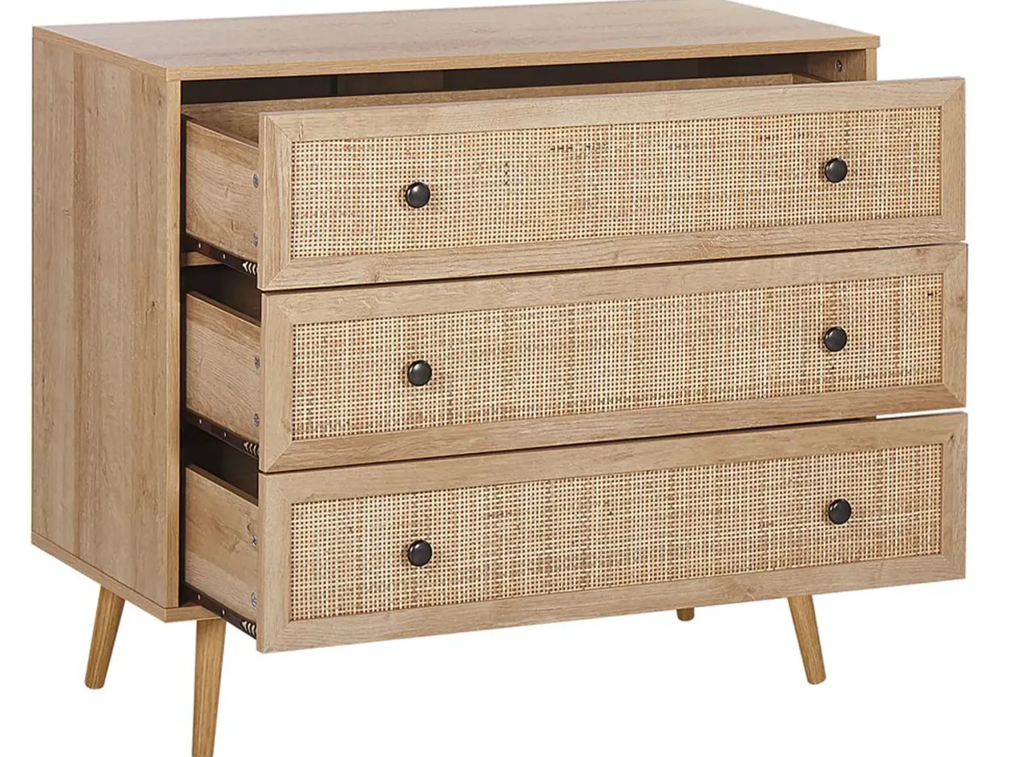 3 skuffers commode PONCA Lysebrun