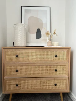 3 skuffers commode PONCA Lysebrun