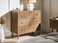 3 skuffers commode RONGE Lysebrun