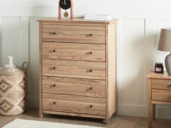 5 skuffers commode SALTON Sassafras træ Brun