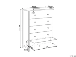 5 skuffers commode SALTON Sassafras træ Brun
