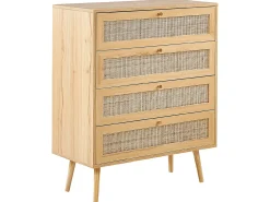 4 skuffers kommode PEROTE Rattan Lysebrun