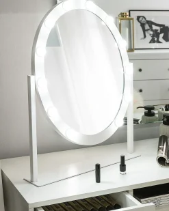 Sminkebord med spejl LED ROSTRENEN Hvid